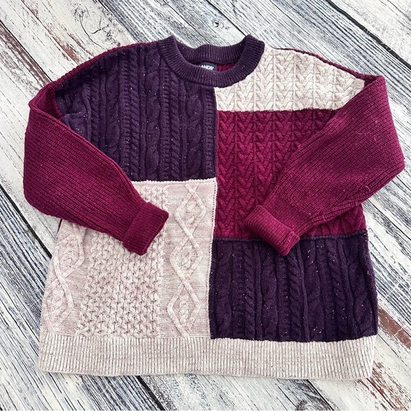 Lands’ End Multicolor Cable Knit Oversized Sweater - Picture 2 of 8